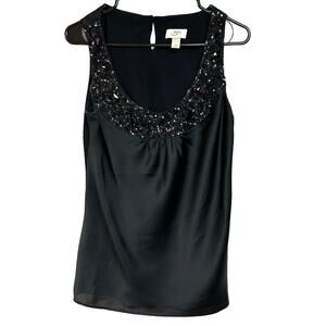 Ann Taylor LOFT Ladies Top Black Sequins Office Holiday Party Sparkle Glam sz 10